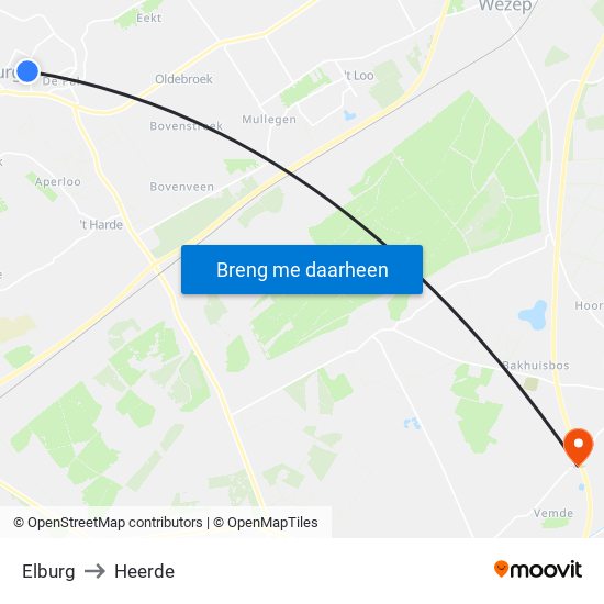 Elburg to Heerde map