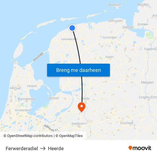 Ferwerderadiel to Heerde map