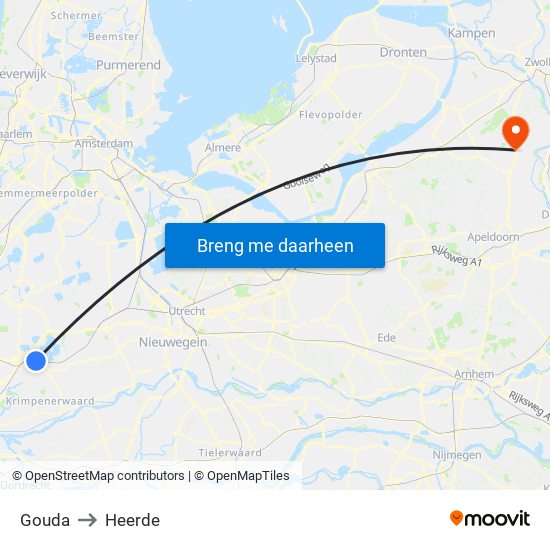 Gouda to Heerde map
