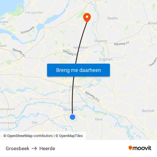 Groesbeek to Heerde map