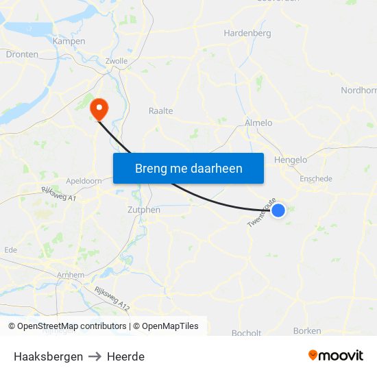 Haaksbergen to Heerde map