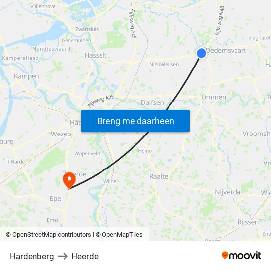 Hardenberg to Heerde map