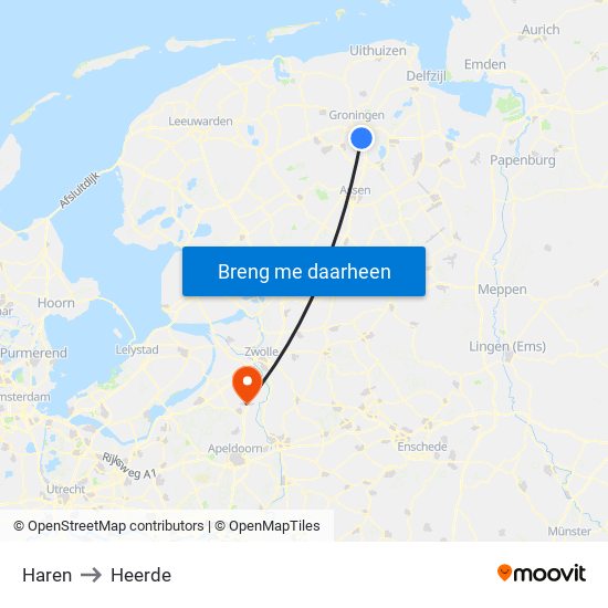 Haren to Heerde map