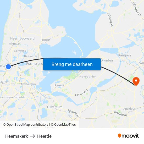 Heemskerk to Heerde map