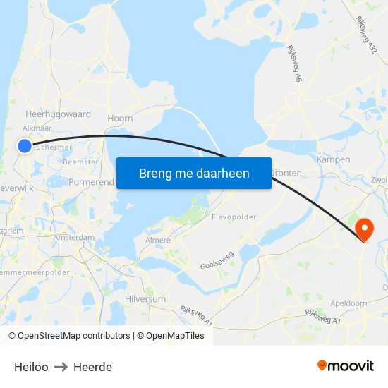 Heiloo to Heerde map