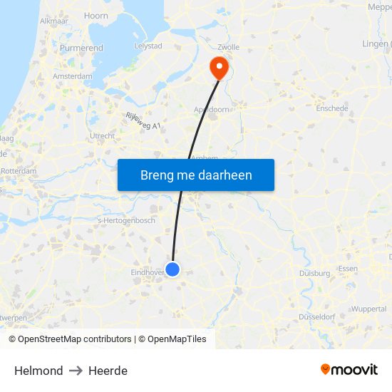 Helmond to Heerde map