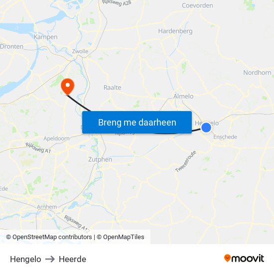 Hengelo to Heerde map