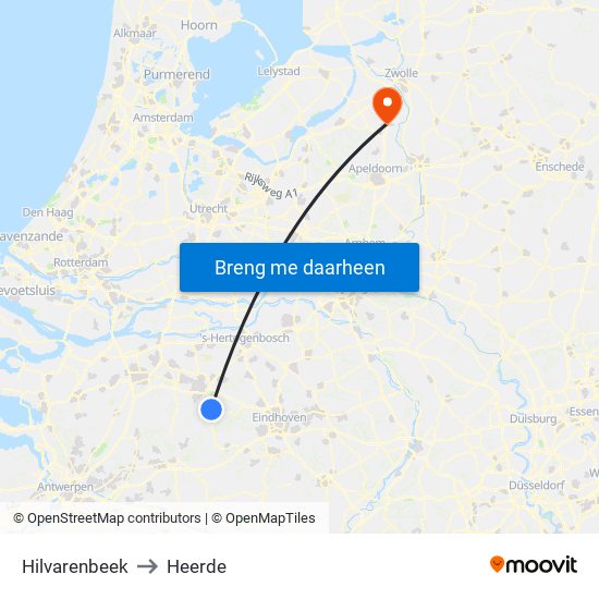 Hilvarenbeek to Heerde map