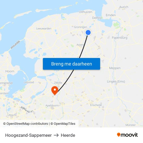 Hoogezand-Sappemeer to Heerde map