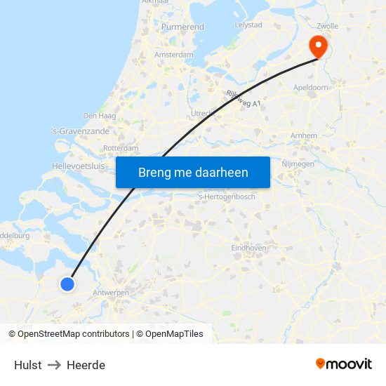 Hulst to Heerde map