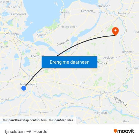 Ijsselstein to Heerde map