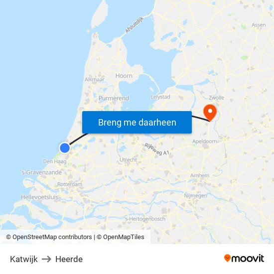 Katwijk to Heerde map
