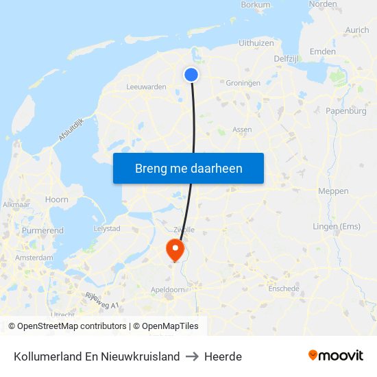 Kollumerland En Nieuwkruisland to Heerde map
