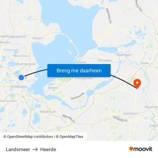Landsmeer to Heerde map