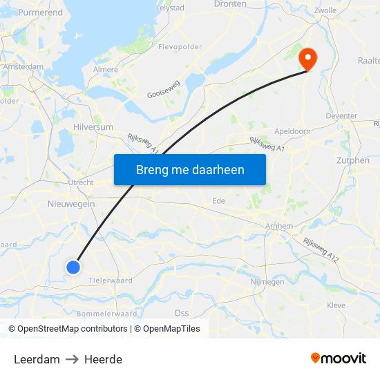 Leerdam to Heerde map