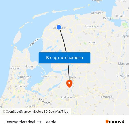 Leeuwarderadeel to Heerde map