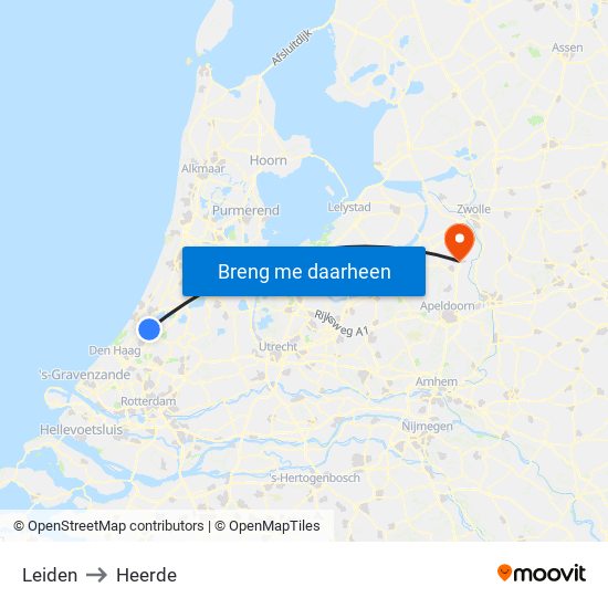 Leiden to Heerde map