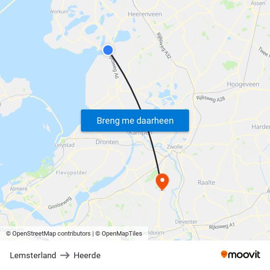 Lemsterland to Heerde map