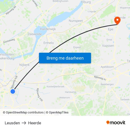 Leusden to Heerde map