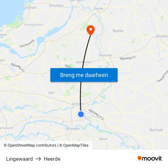 Lingewaard to Heerde map