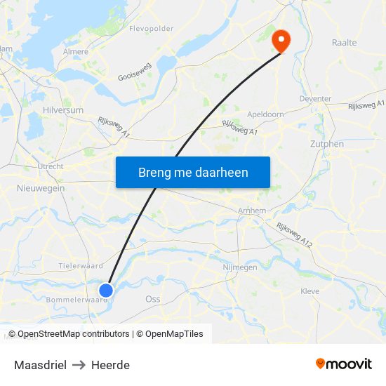Maasdriel to Heerde map