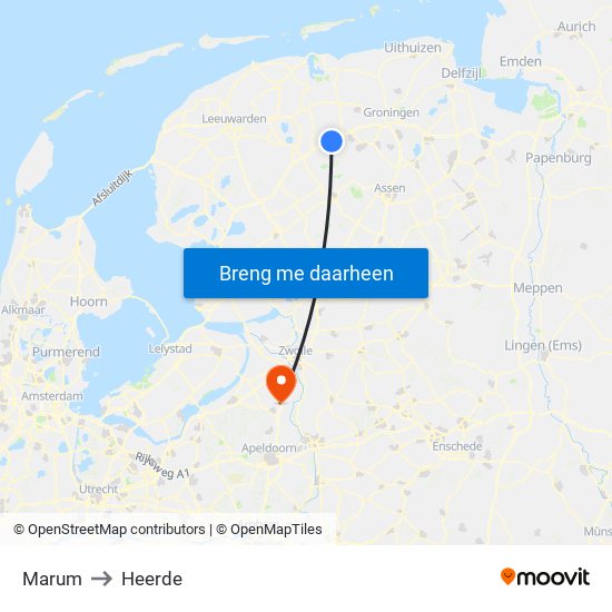 Marum to Heerde map