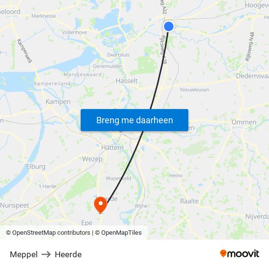 Meppel to Heerde map