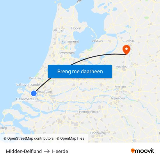 Midden-Delfland to Heerde map
