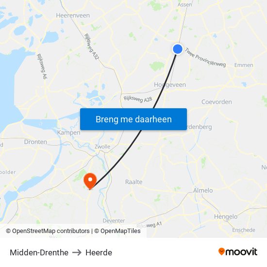 Midden-Drenthe to Heerde map