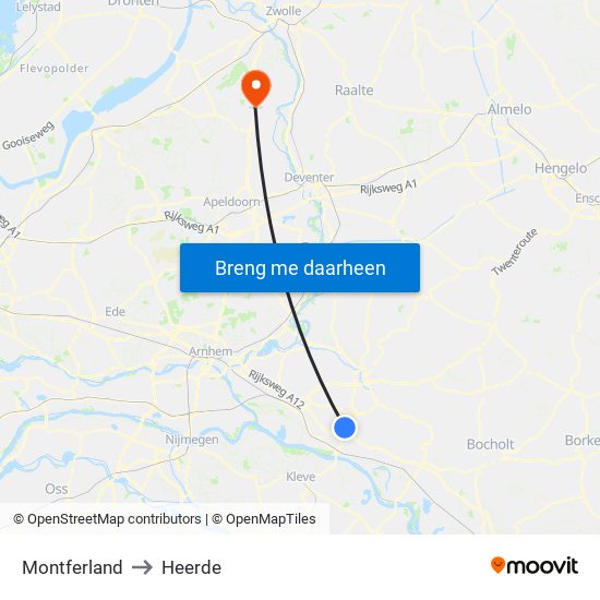Montferland to Heerde map