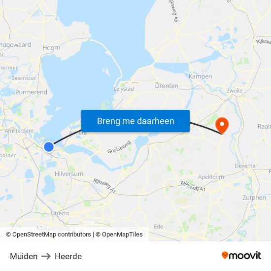 Muiden to Heerde map