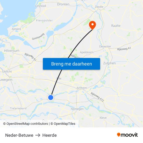 Neder-Betuwe to Heerde map