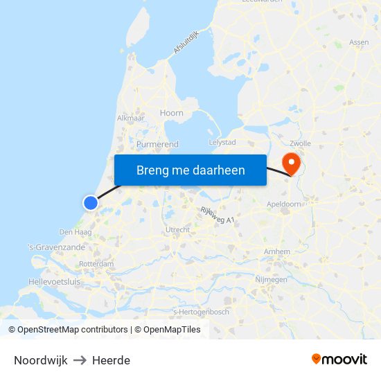 Noordwijk to Heerde map