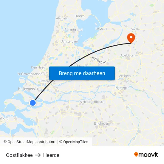 Oostflakkee to Heerde map
