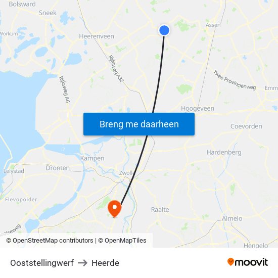 Ooststellingwerf to Heerde map