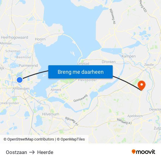Oostzaan to Heerde map