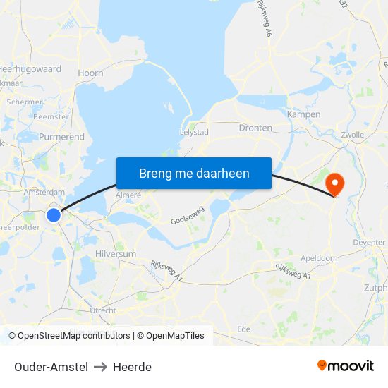 Ouder-Amstel to Heerde map