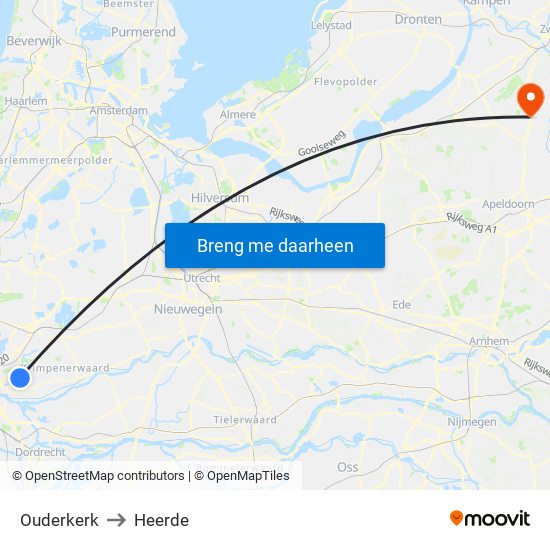 Ouderkerk to Heerde map