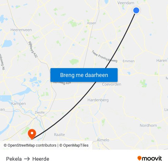 Pekela to Heerde map