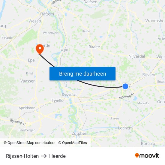 Rijssen-Holten to Heerde map