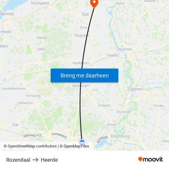 Rozendaal to Heerde map