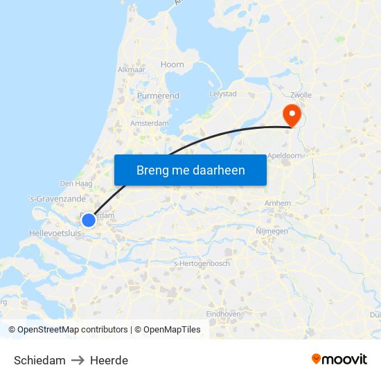 Schiedam to Heerde map