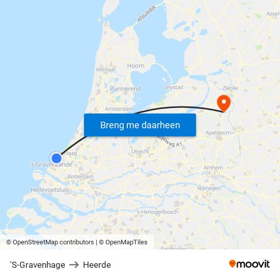 'S-Gravenhage to Heerde map