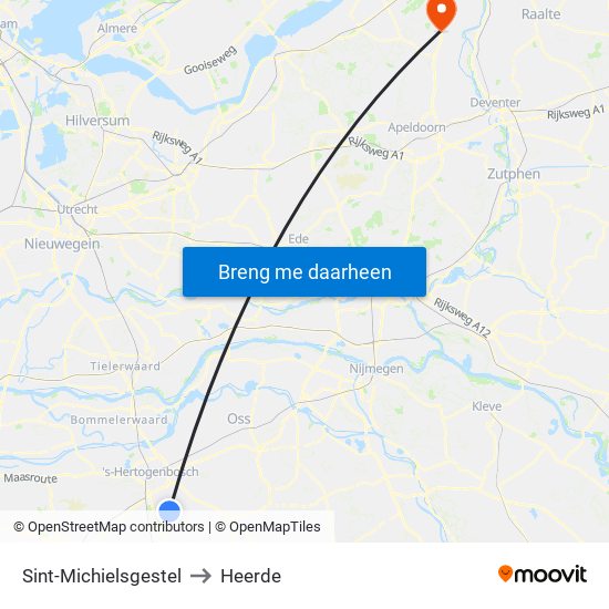 Sint-Michielsgestel to Heerde map