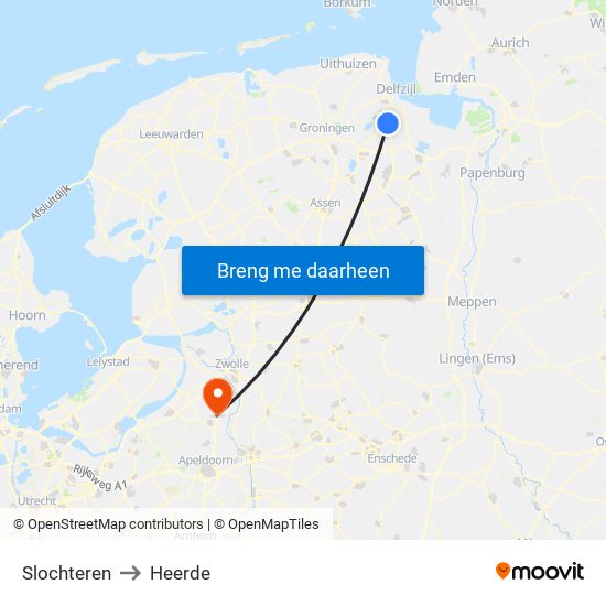 Slochteren to Heerde map