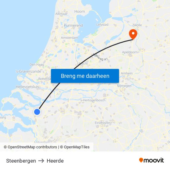Steenbergen to Heerde map