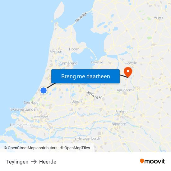 Teylingen to Heerde map