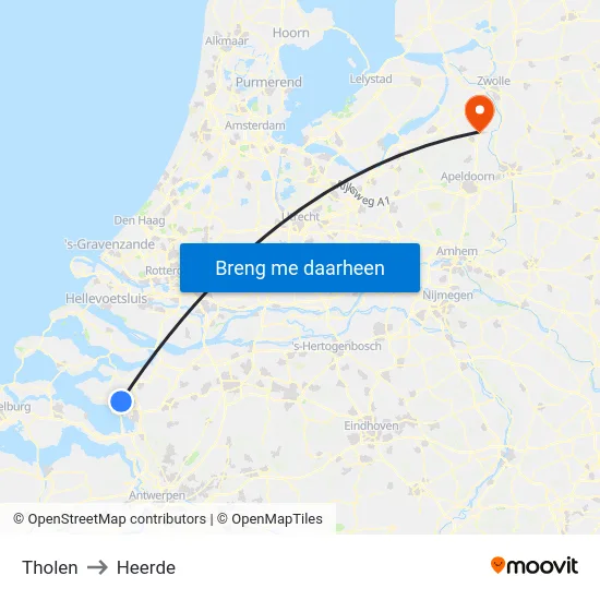 Tholen to Heerde map