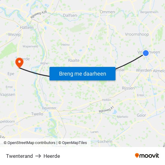Twenterand to Heerde map