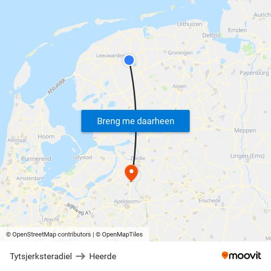 Tytsjerksteradiel to Heerde map